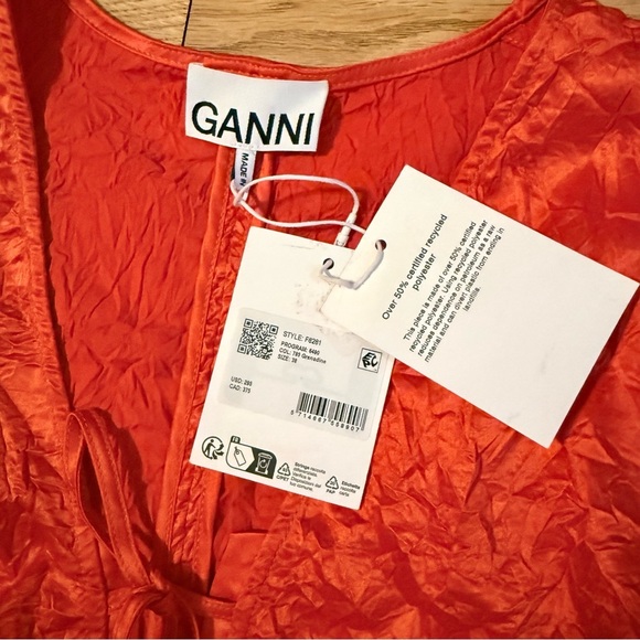 GANNI NWT Crinkled Stretch Blouse Size 38 - Picture 4 of 4